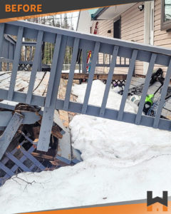 photo of a damaged house deck in Alaska to be renovated by the Working Hands crew